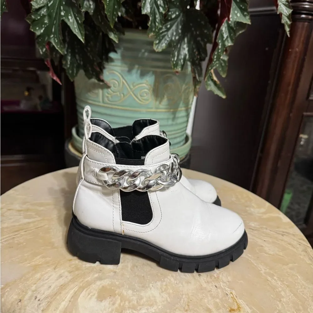 Bundle.       Wonder Nation White Boots with Silver Chain  and  Nike Sneakers.